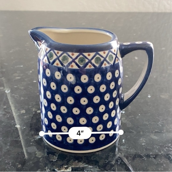 BOLESLAWIEC Polish Pottery Blue Pitcher 24 oz - Picture 10 of 10